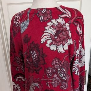 Talbots Red Floral Cashmere Sweater